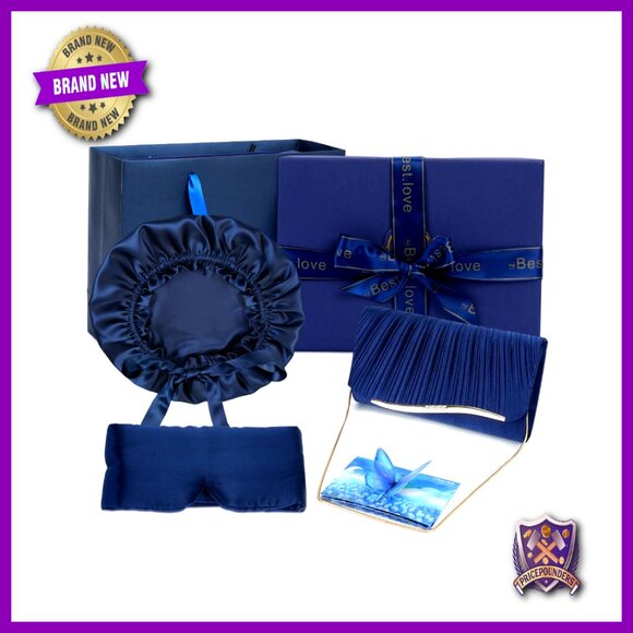 Silk Sleep Set with Bonnet Eye Mask and Clutch Gift Box main image 7